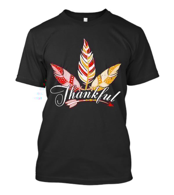 Thankful With Feather And Arrow Colorful Fall T-Shirt