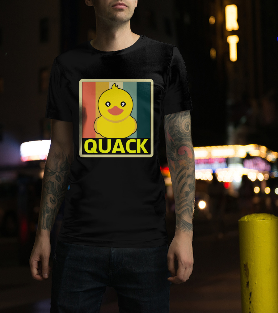 Vintage Rubber Duck Quack Retro Stripes T-Shirt