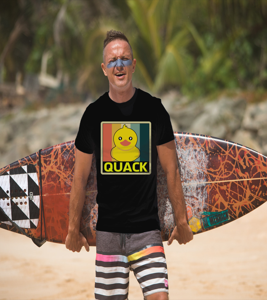 Vintage Rubber Duck Quack Retro Stripes T-Shirt