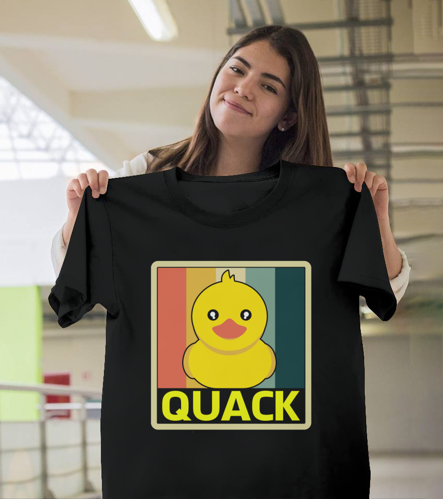 Vintage Rubber Duck Quack Retro Stripes T-Shirt