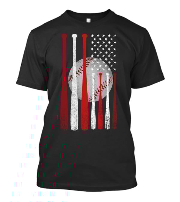 Vintage American Flag Baseball Bats And Ball Stars T-Shirt