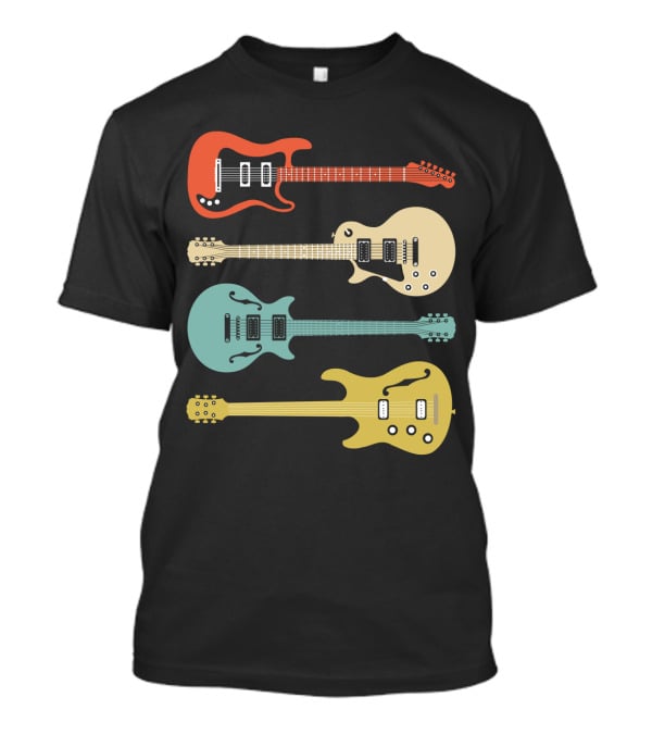 Vintage Bass Guitar Colorful Electric Guitars Collection T-Shirt