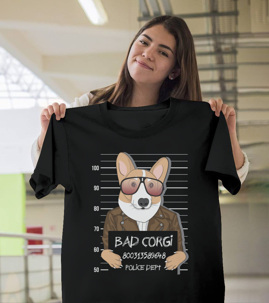 Bad Corgi 800313589648 Police Dept Mugshot T-Shirt