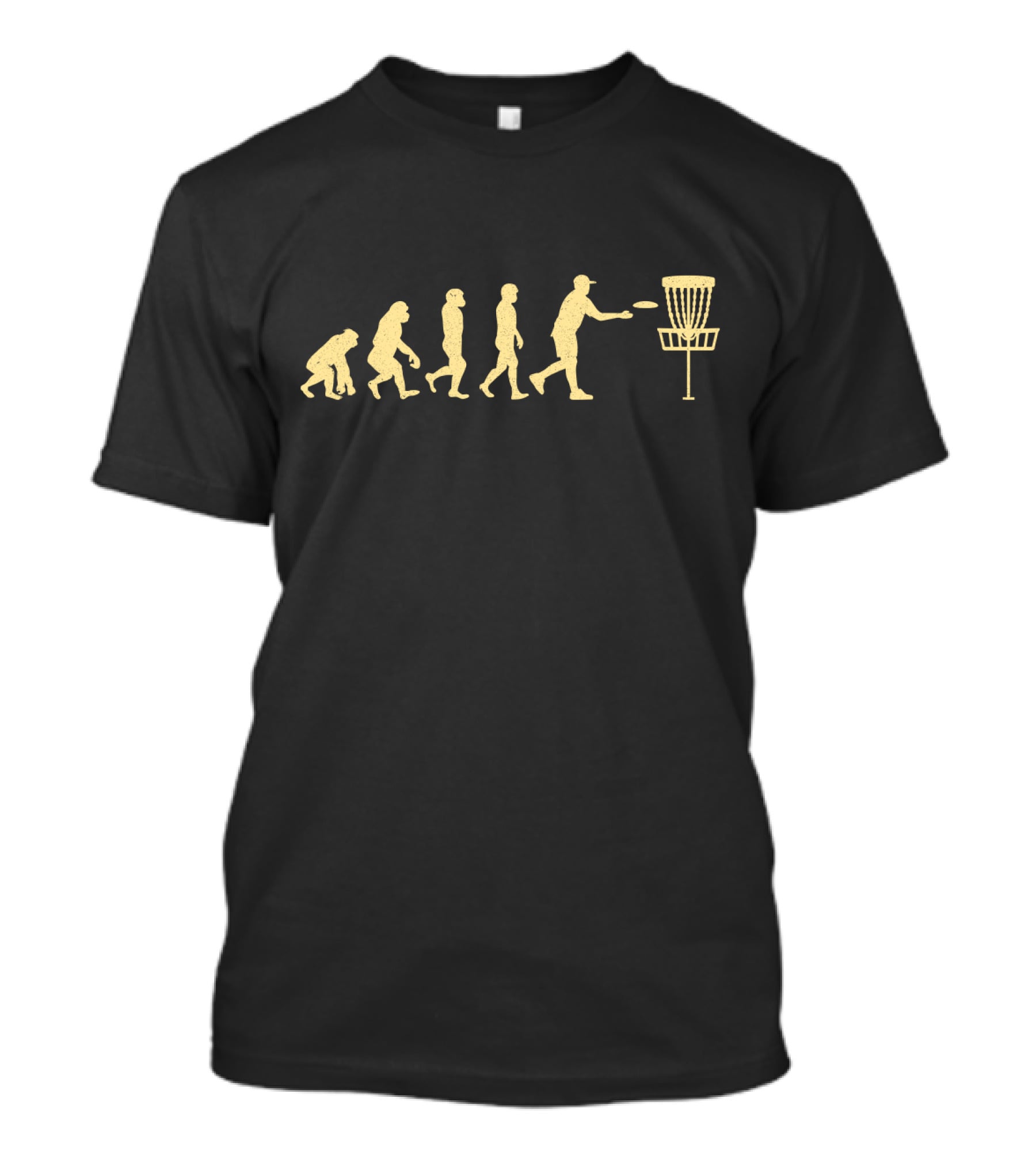 Disc Golf Evolution Human Progression Throw Basket T-Shirt