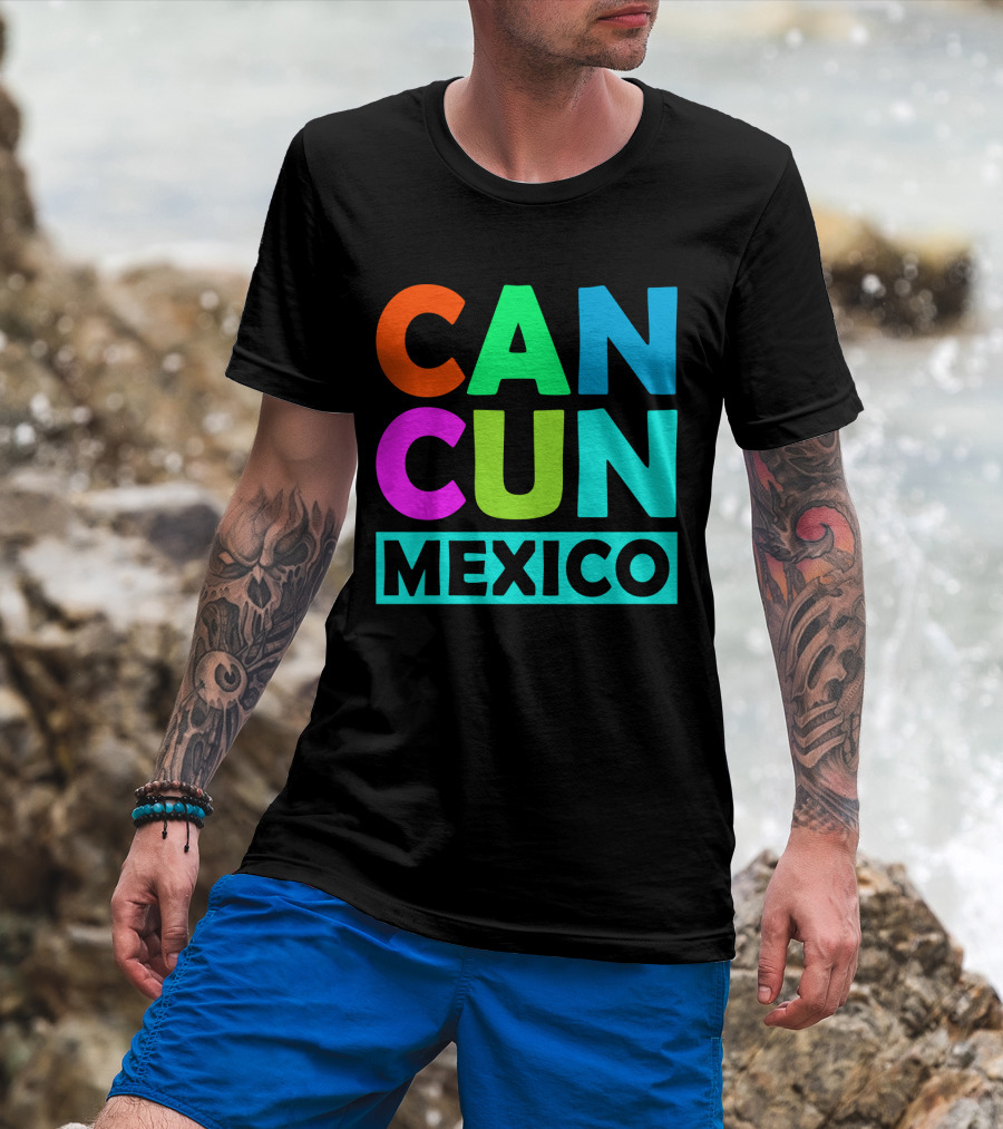 Cancun Mexico Vibrant Block Lettering T-Shirt