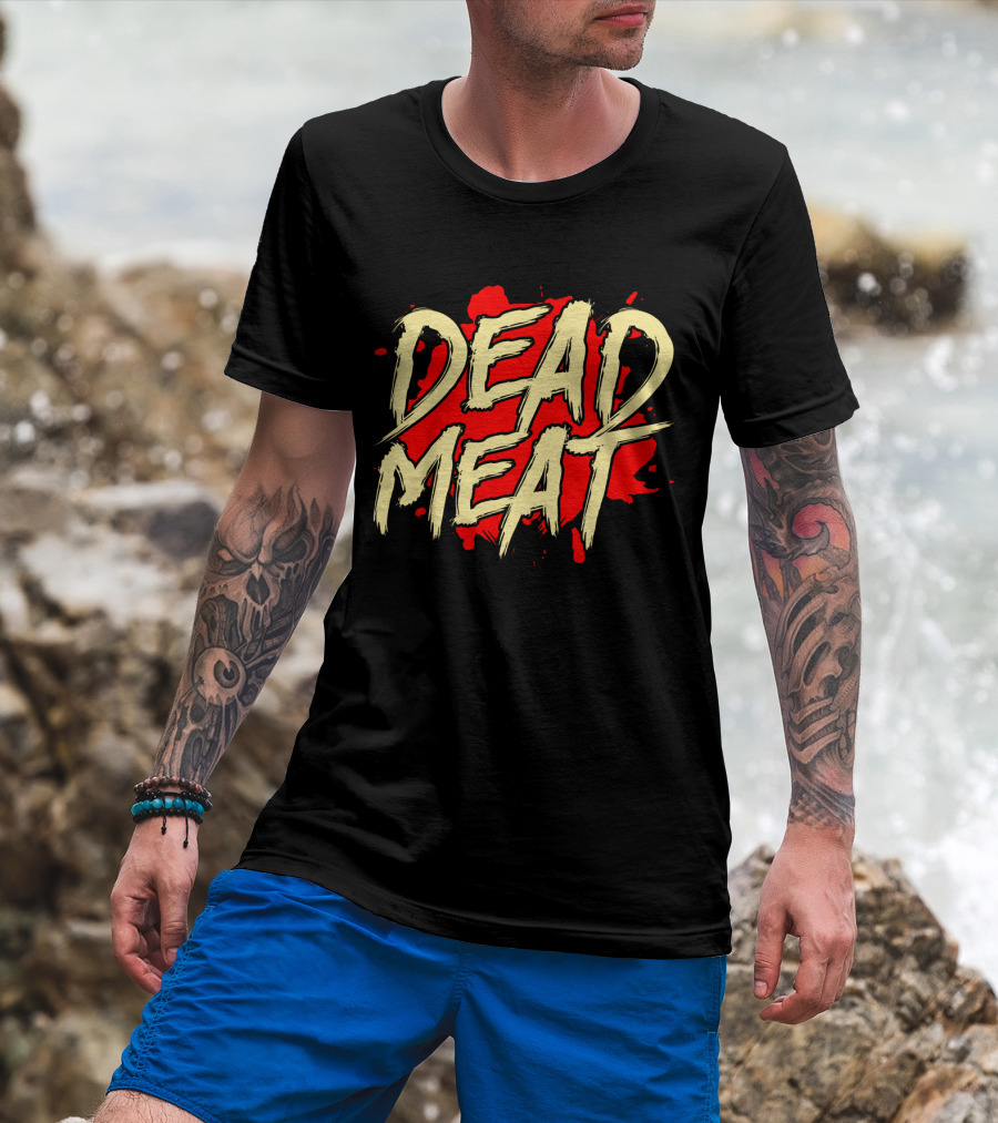 Dead Meat Bold Red Splatter Text T-Shirt