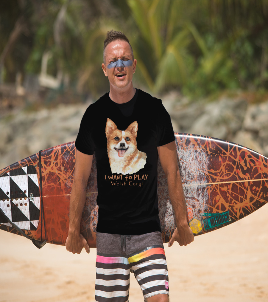 I Want To Play Welsh Corgi Dog Watercolor T-Shirt