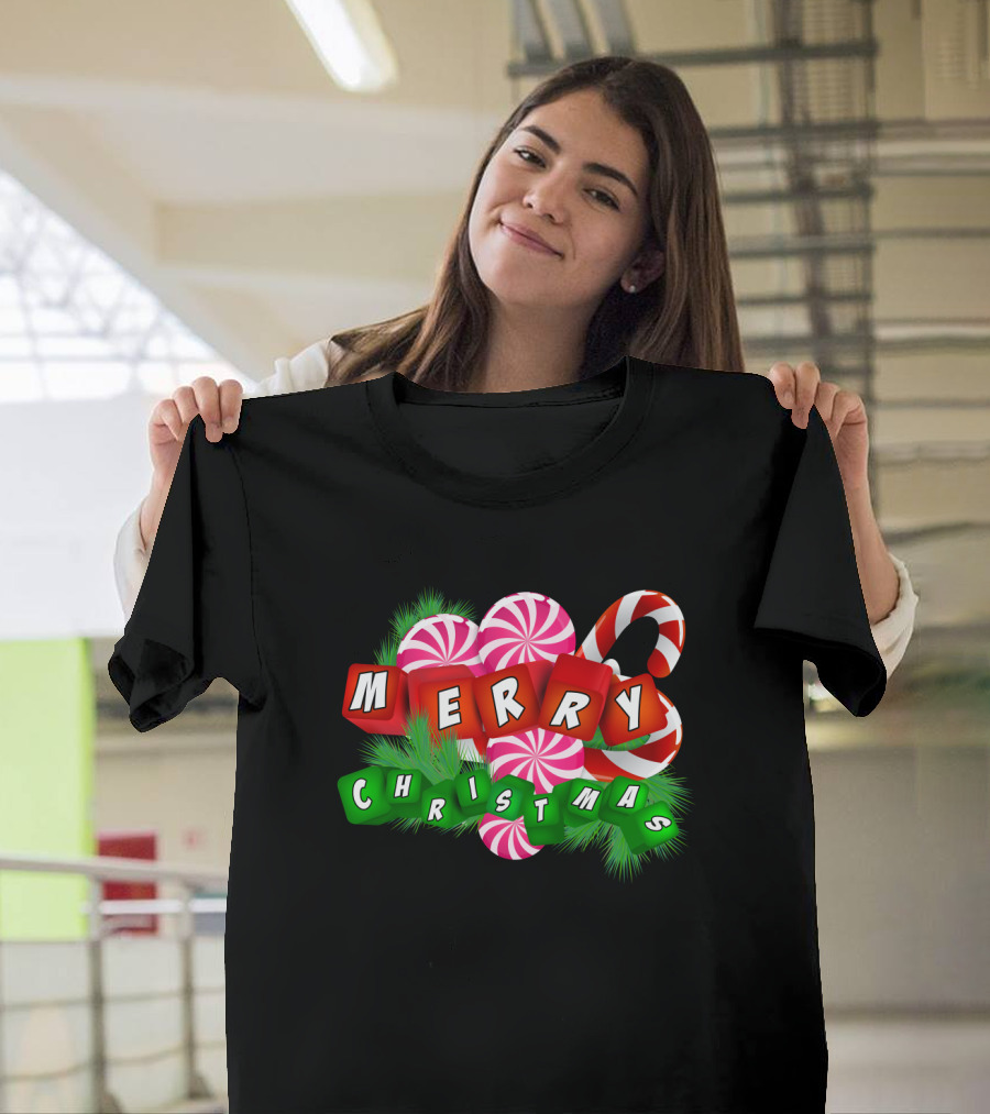 Merry Christmas Candy Canes And Peppermint Ornaments T-Shirt