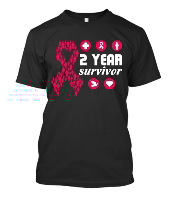 2 Year Survivor Pink Ribbon Breast Cancer Awareness Icons T-Shirt
