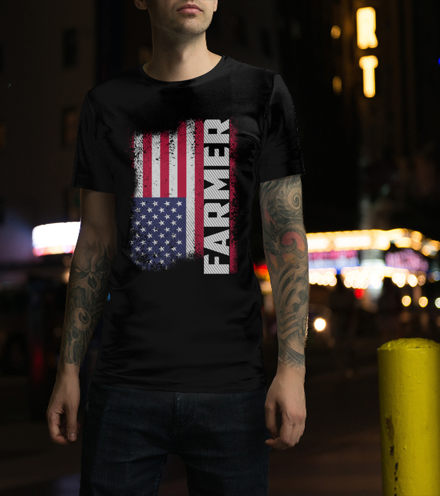 FARMER USA Flag American T-Shirt