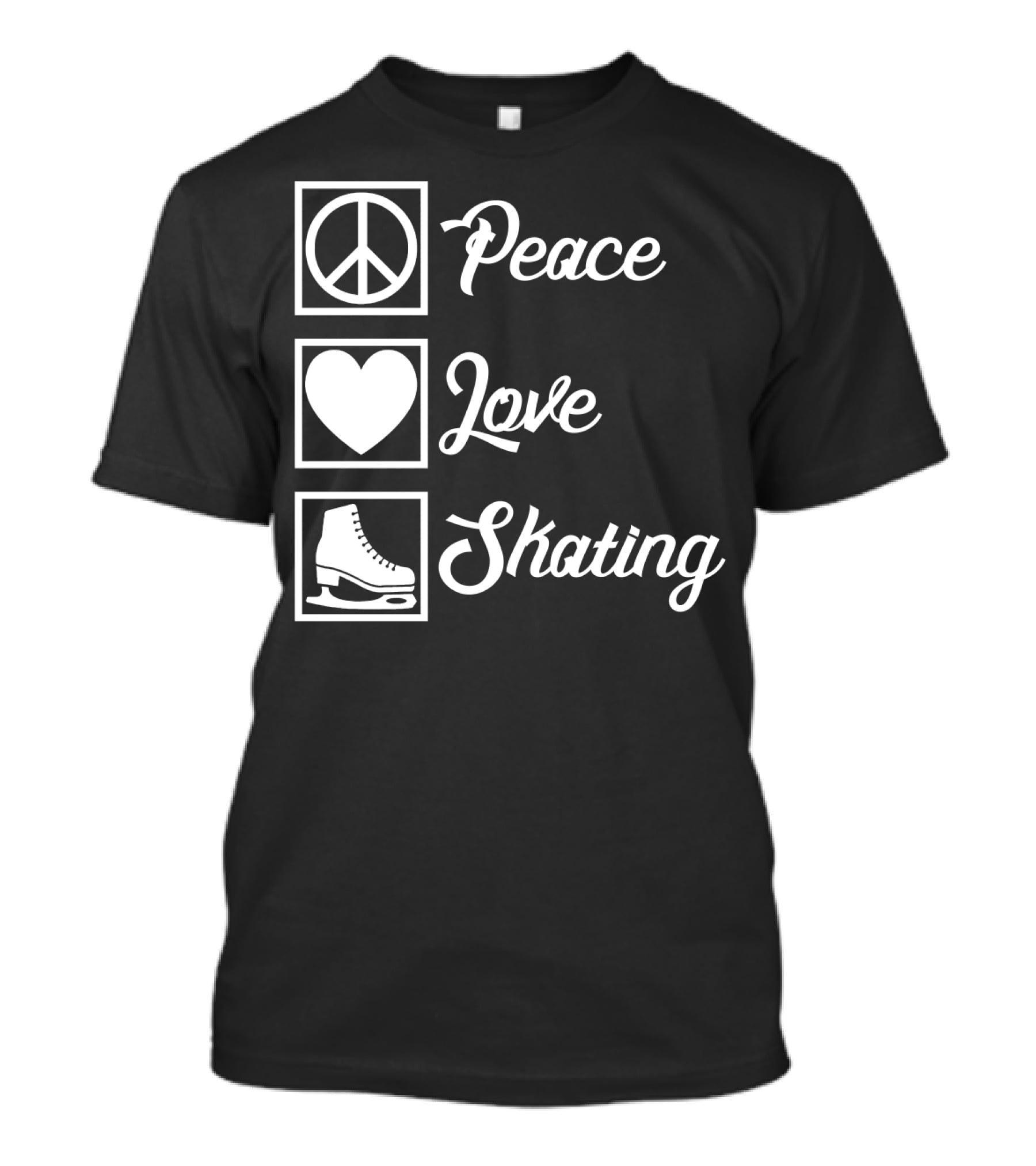 Peace Love Skating Peace Heart Ice Skates T-Shirt