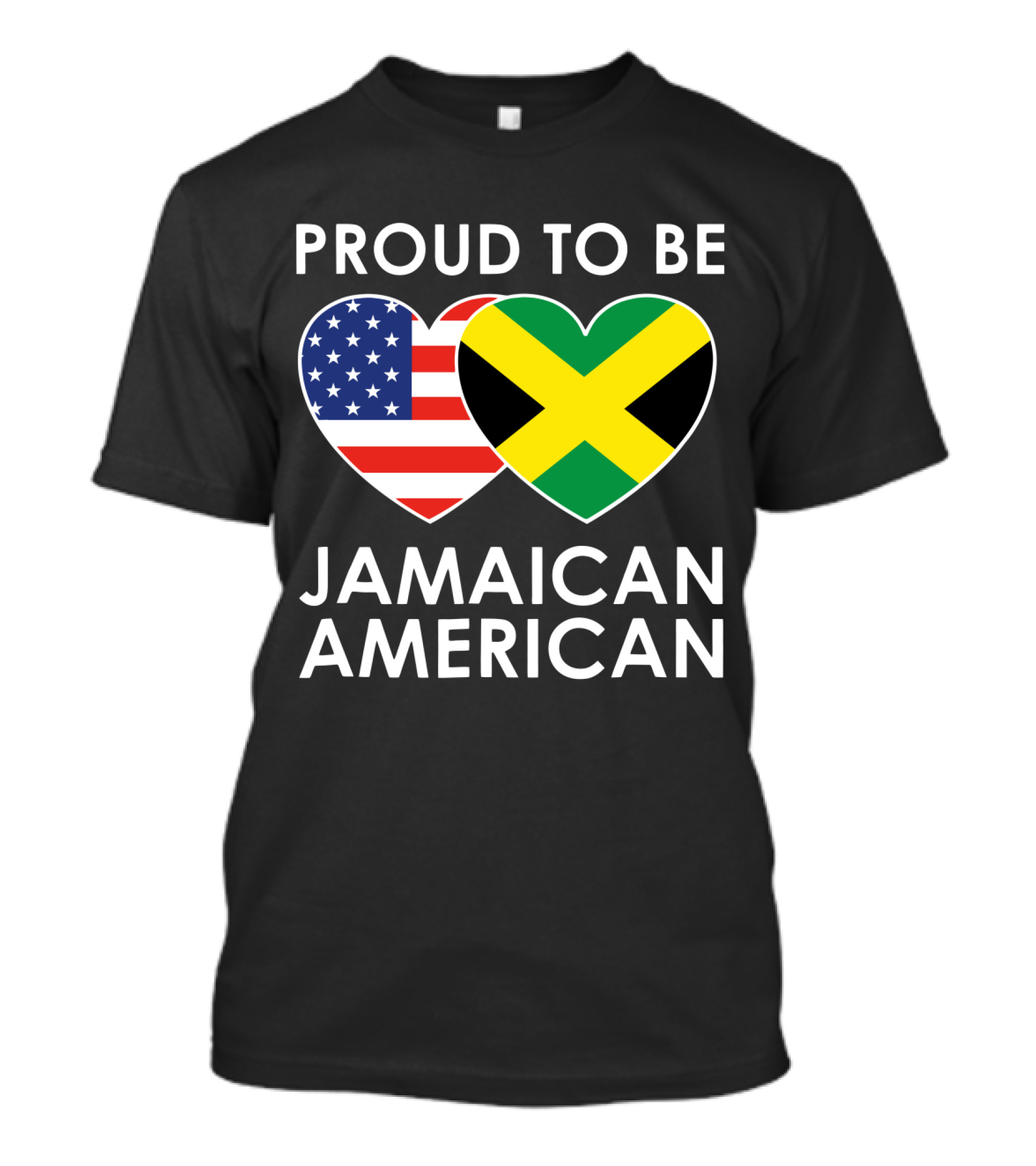Proud To Be Jamaican American USA Flag Jamaican Flag Hearts T-Shirt