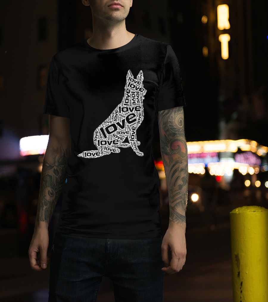 German Shepherd Love Word Art Dog T-Shirt