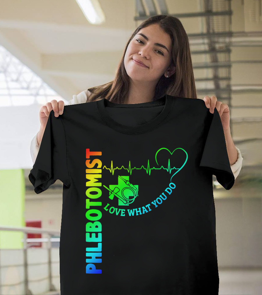 Phlebotomist Love What You Do Heartbeat Iconic Medical T-Shirt