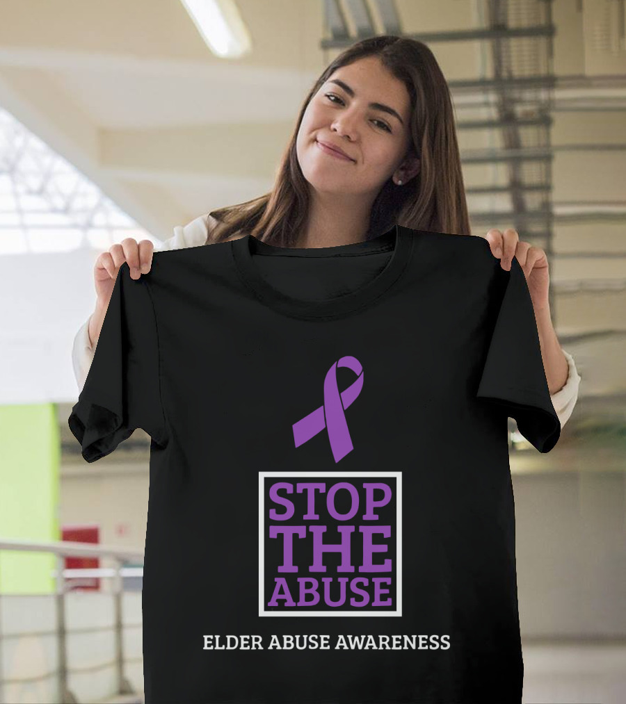 Stop The Abuse Elder Abuse Awareness Purple T-Shirt