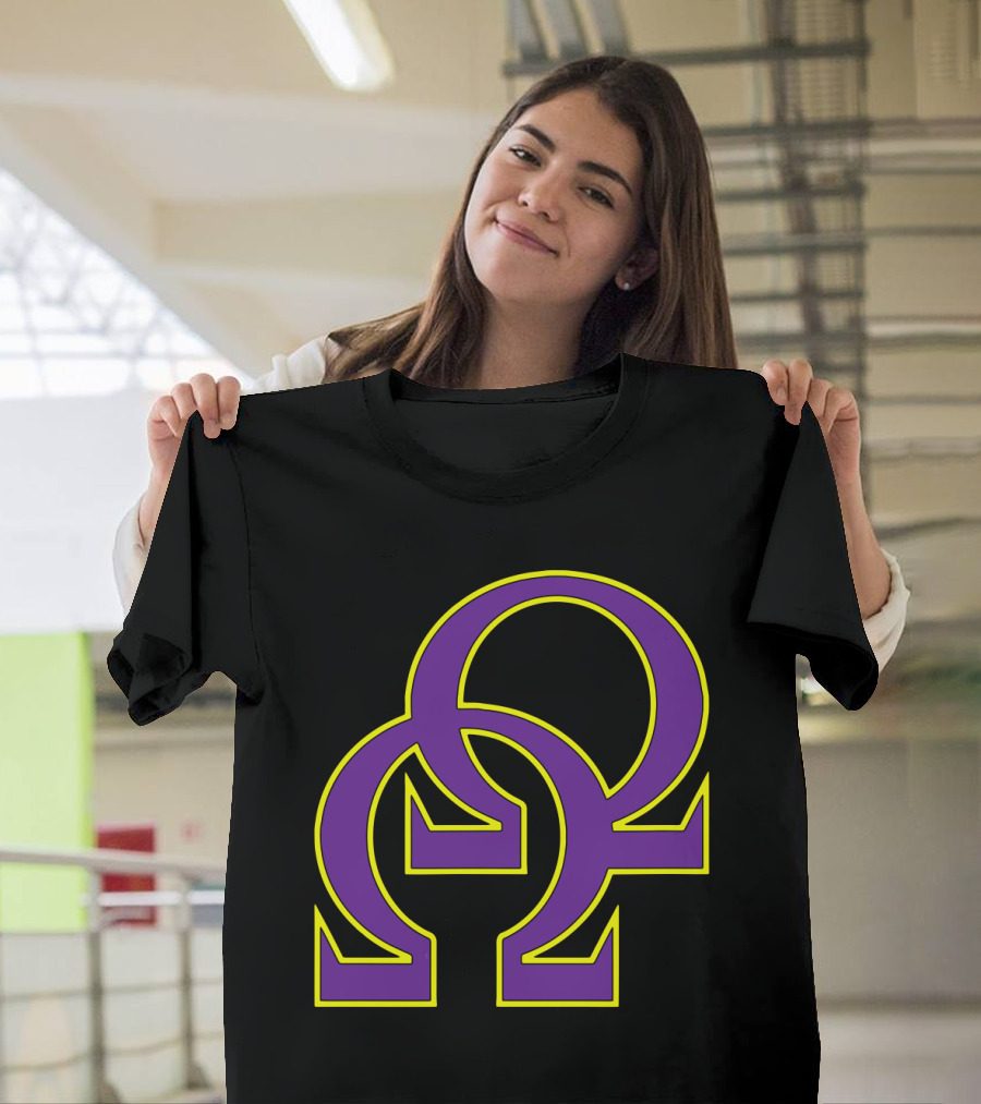Que Double Omega Purple Gold Psi Phi Greek Fraternity T-Shirt