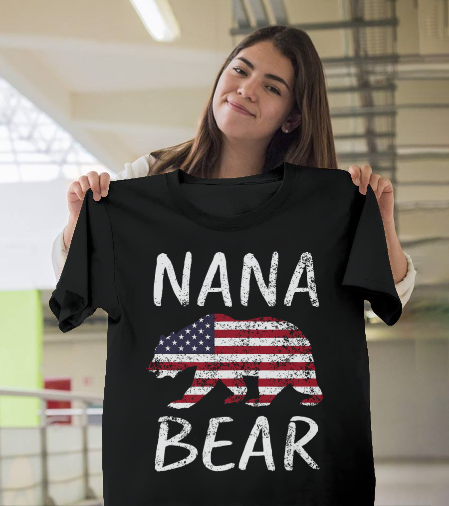 Nana Bear American Flag 4th of July Patriotic Matching T-Shirt