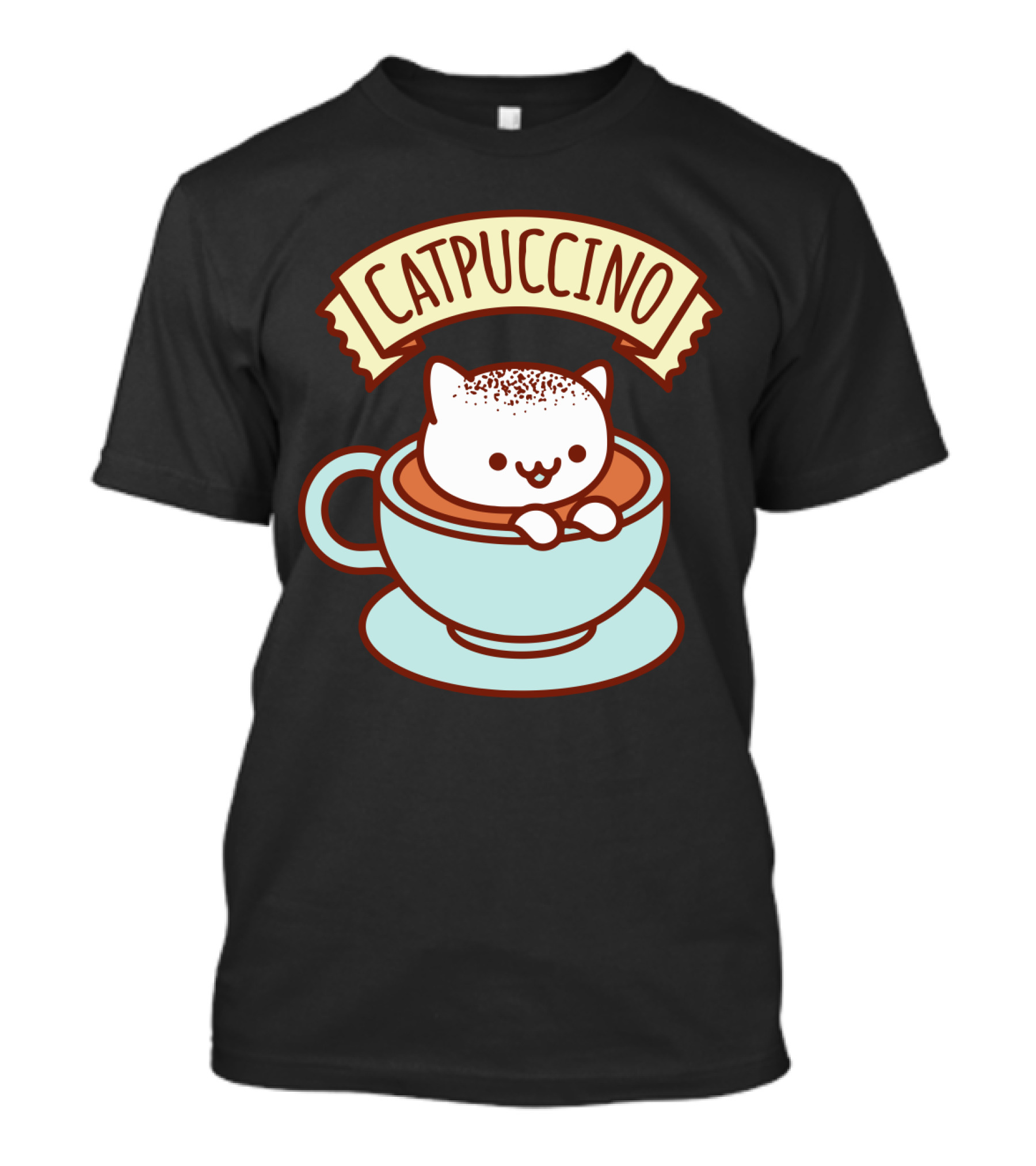 Kawaii Cat CATPUCCINO Cute Cat In Coffee Cup T-Shirt