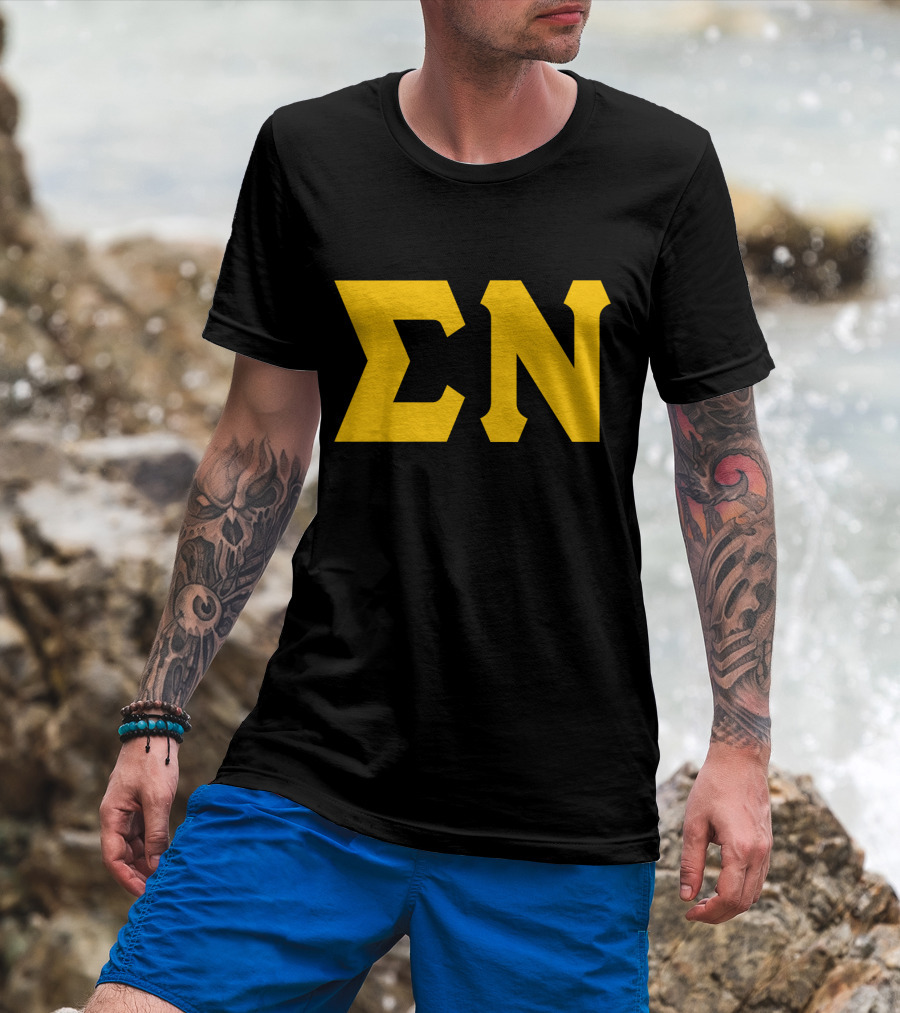 Mens Sigma Greek Letters ΣΝ T-Shirt