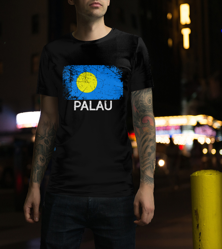 Vintage Palauan Flag Graphic Palau T-Shirt