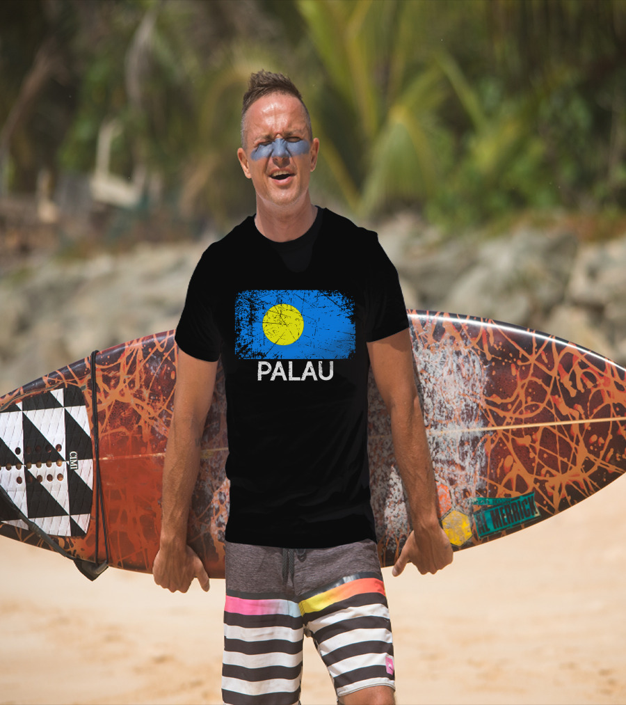 Vintage Palauan Flag Graphic Palau T-Shirt
