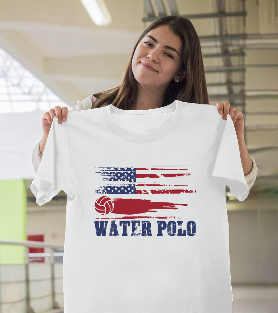 USA Water Polo American Flag Team Spirit Aquatic Sport T-Shirt