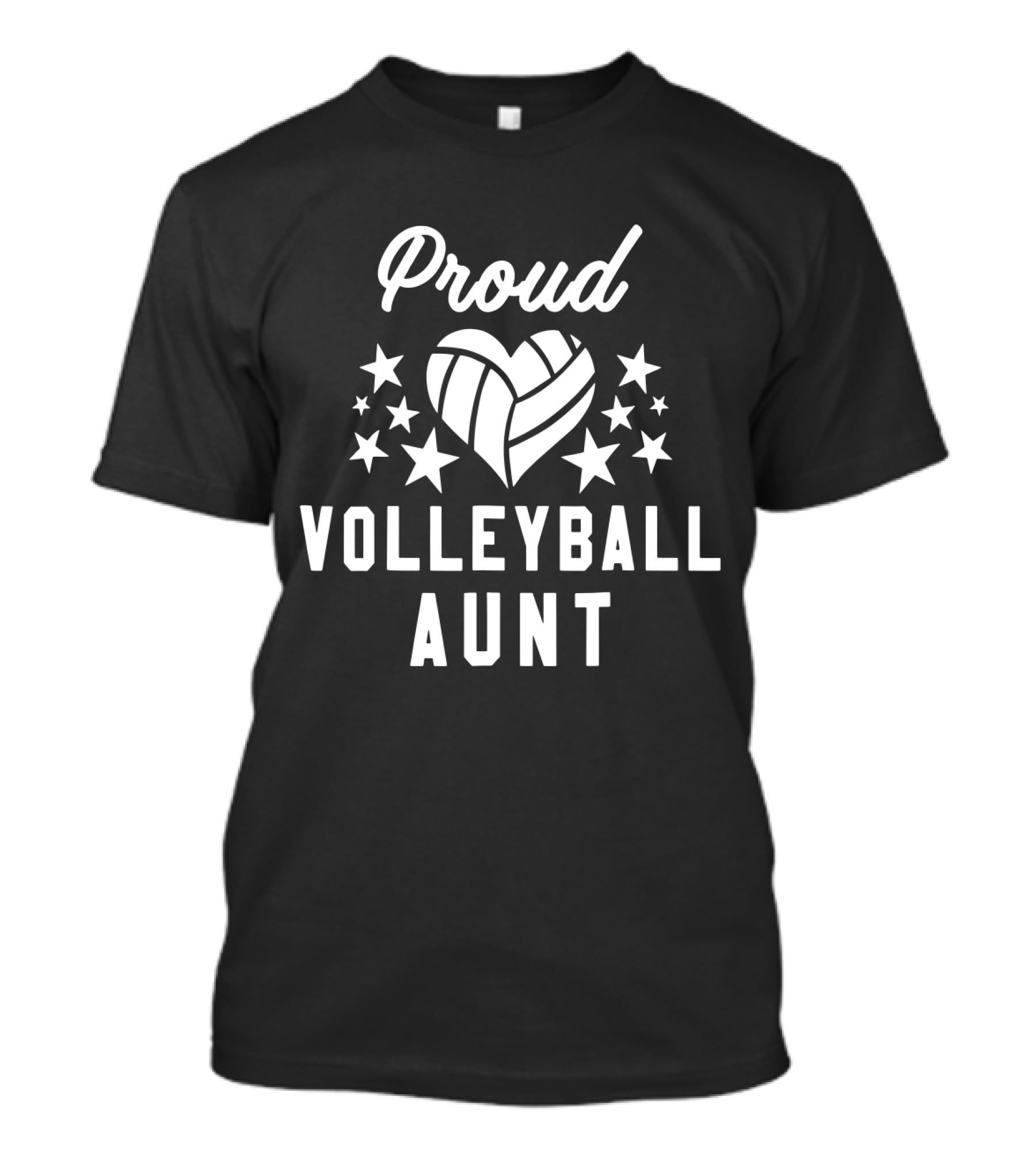 Proud Volleyball Aunt Heart Stars T-Shirt