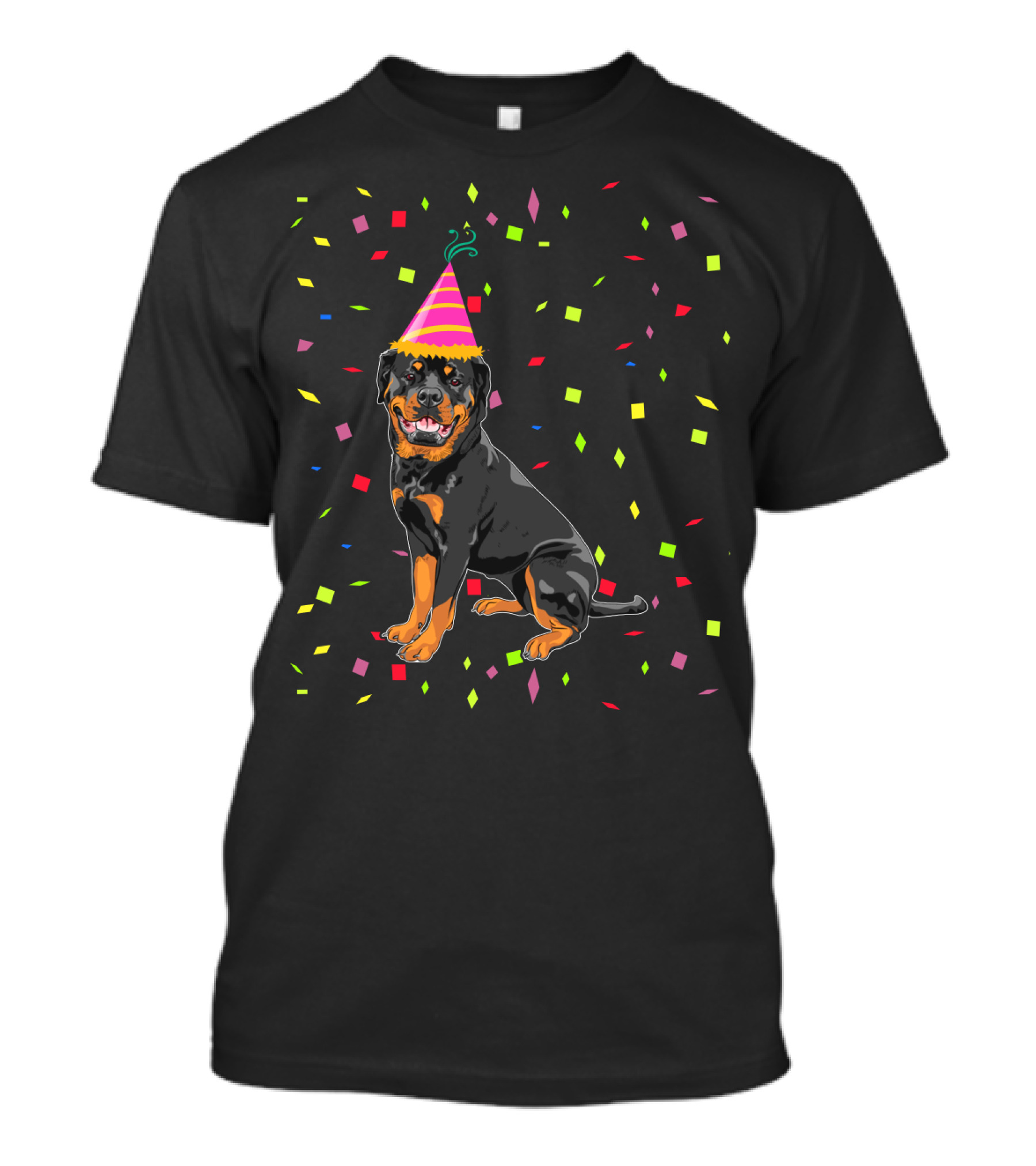 Funny Rottweiler Birthday Party Hat And Confetti T-Shirt