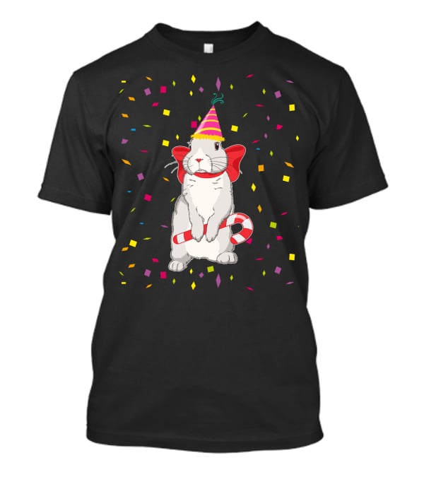 Funny Rabbit Birthday Party Hat Candy Cane Confetti T-Shirt