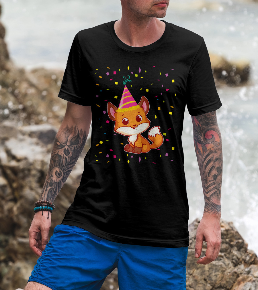 Funny Fox Birthday Confetti T-Shirt