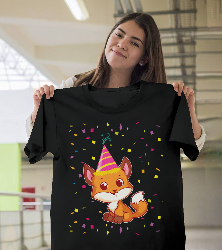 Funny Fox Birthday Confetti T-Shirt