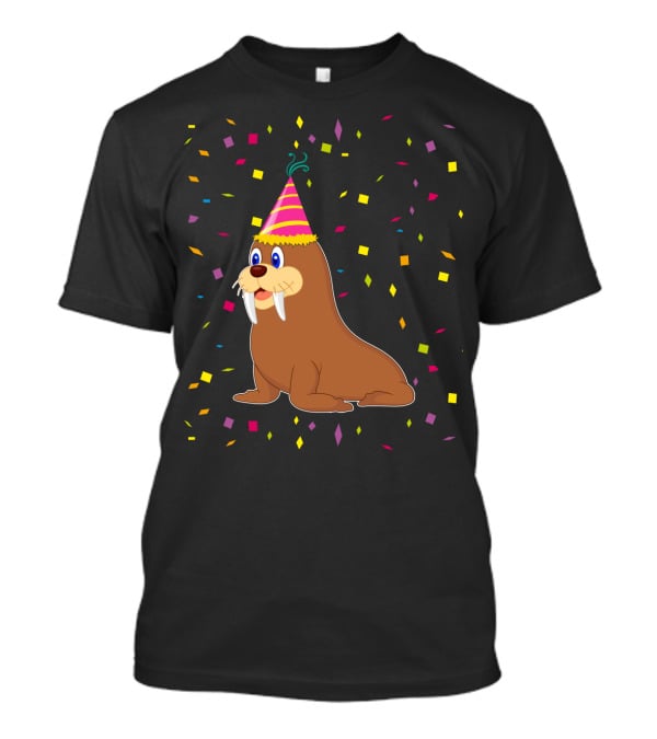 Funny WALRUS Birthday Confetti T-Shirt
