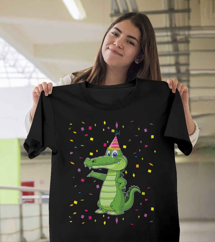 Funny Alligator Birthday Party Confetti T-Shirt