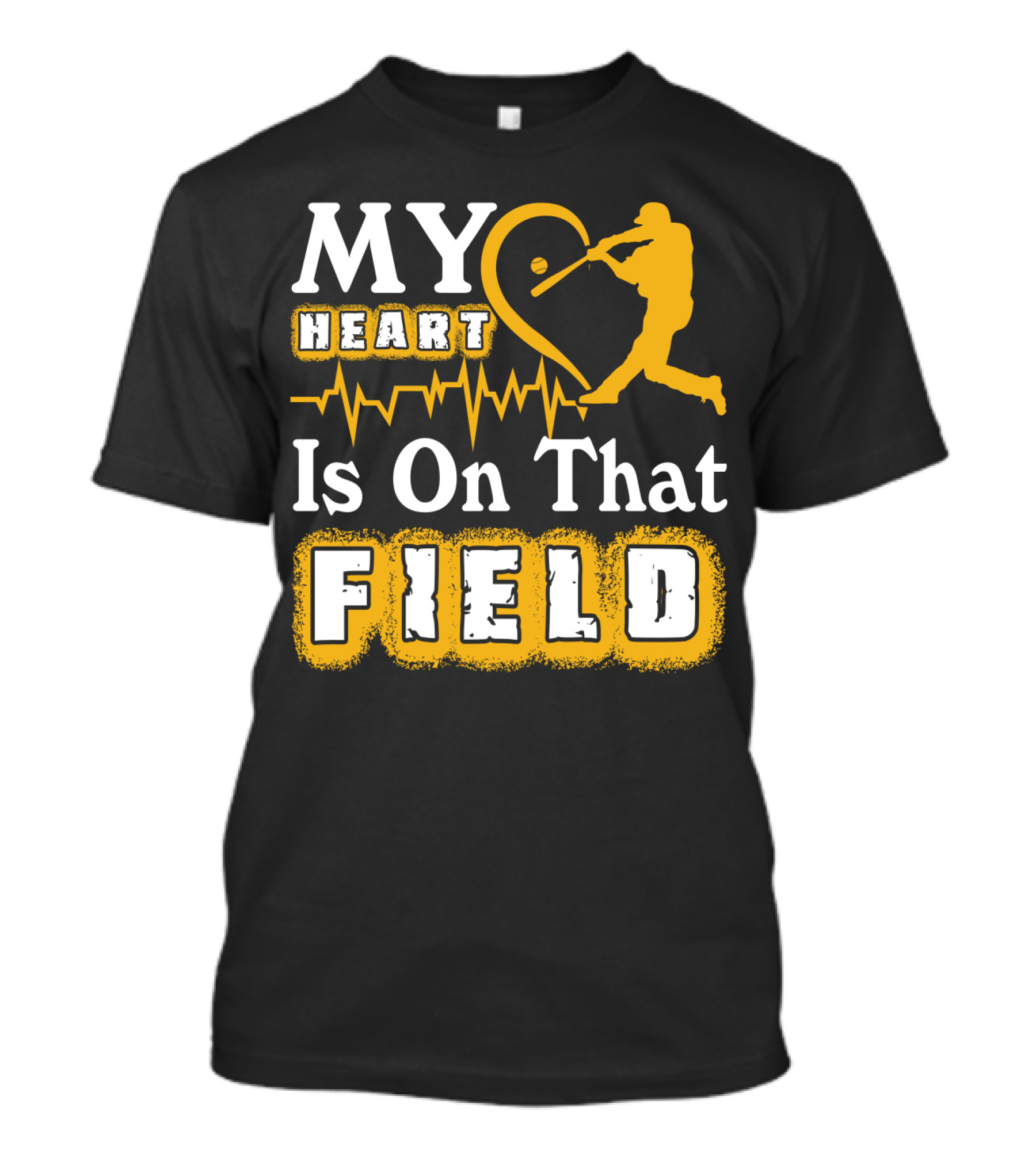 My Heart Is On That Field Baseball Lovers Swinging Batter Heartbeat T-Shirt