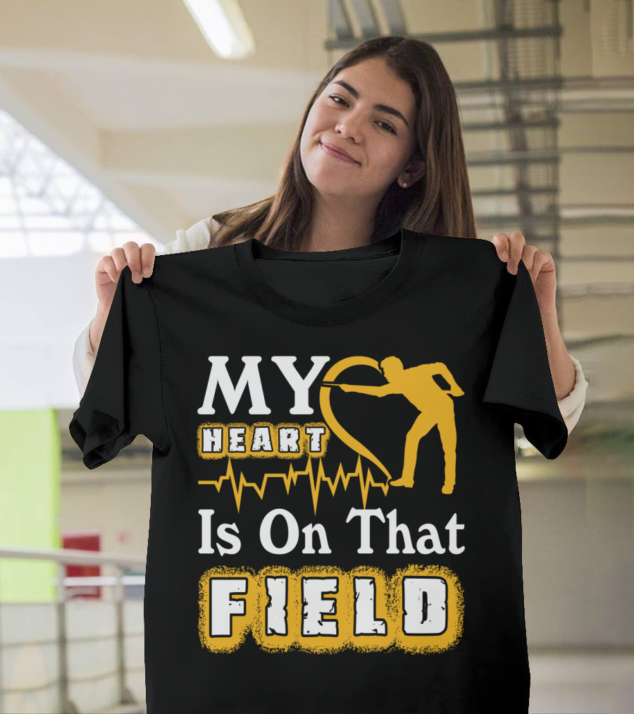 My Heart Is On That Field Billiards Player Heartbeat T-Shirt