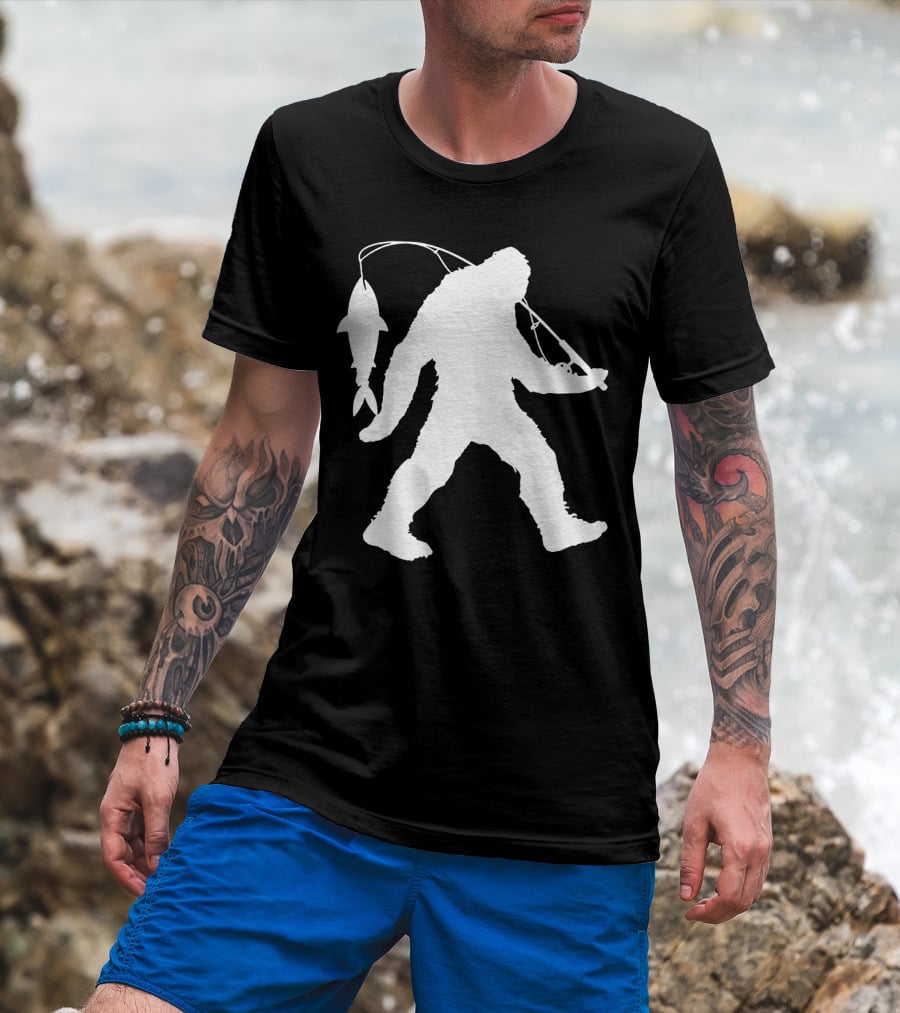 Bigfoot Fishing With Catching Fisherman T-Shirt