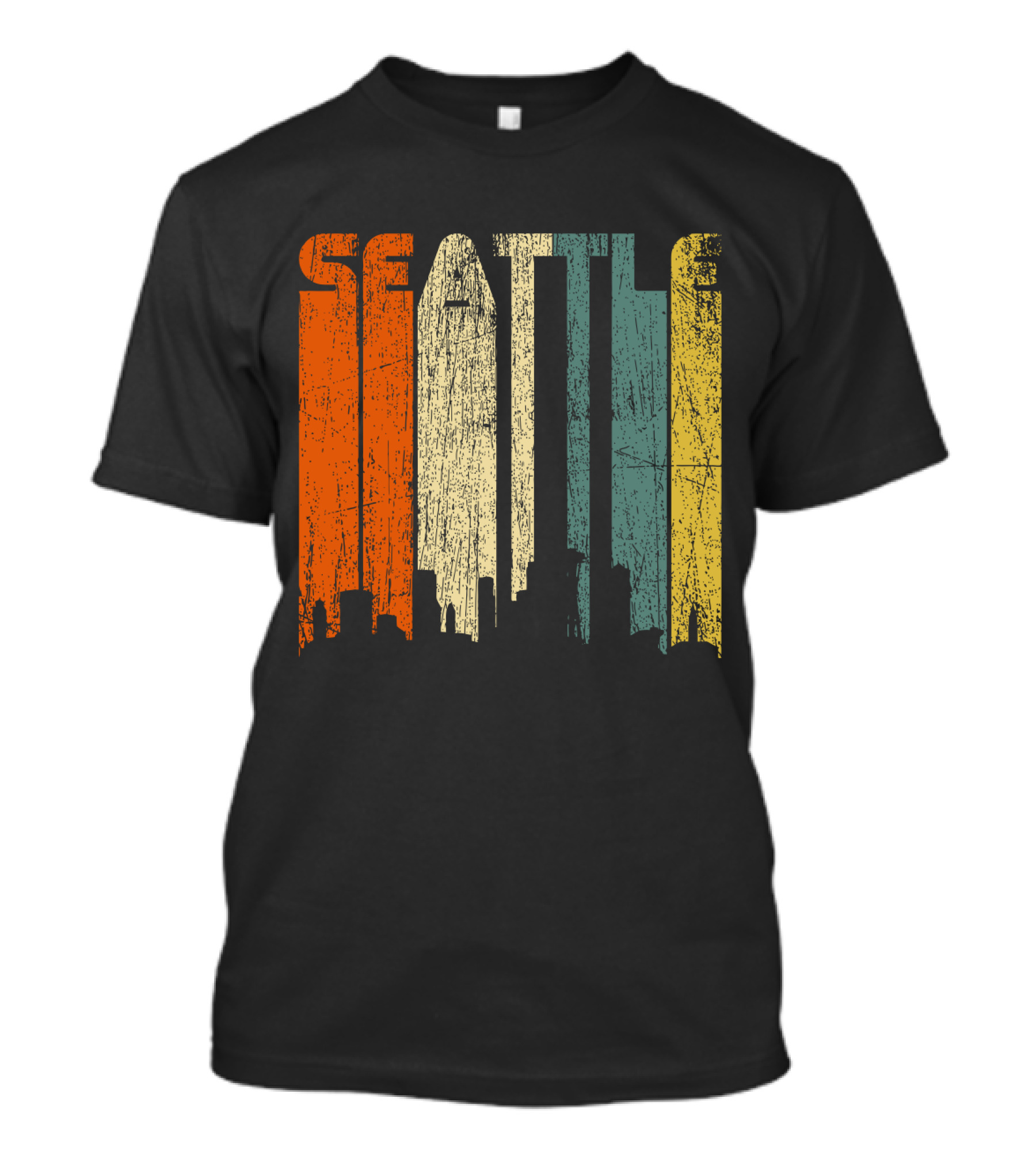 Seattle Vintage City Skyline Retro 70s T-Shirt
