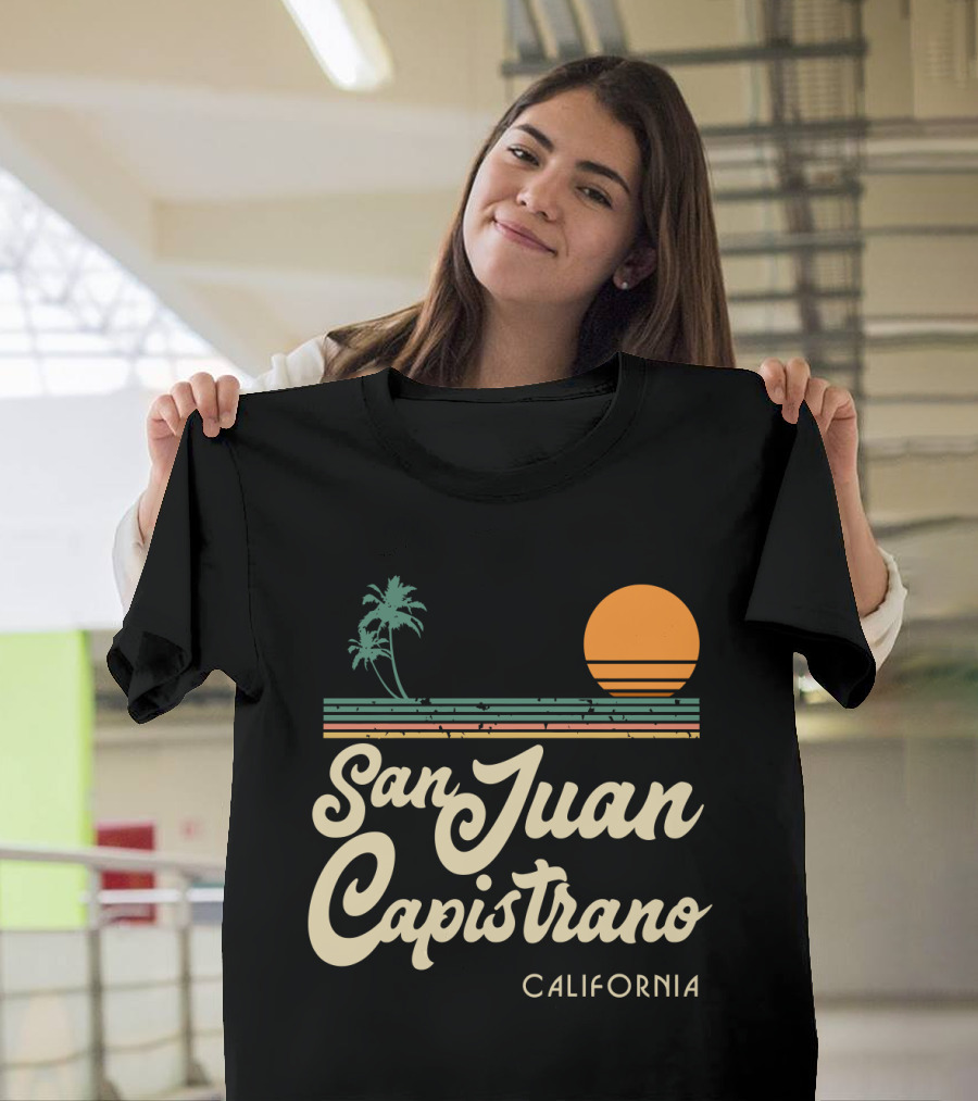 San Juan Capistrano California Vintage Sun And Palm Trees T-Shirt
