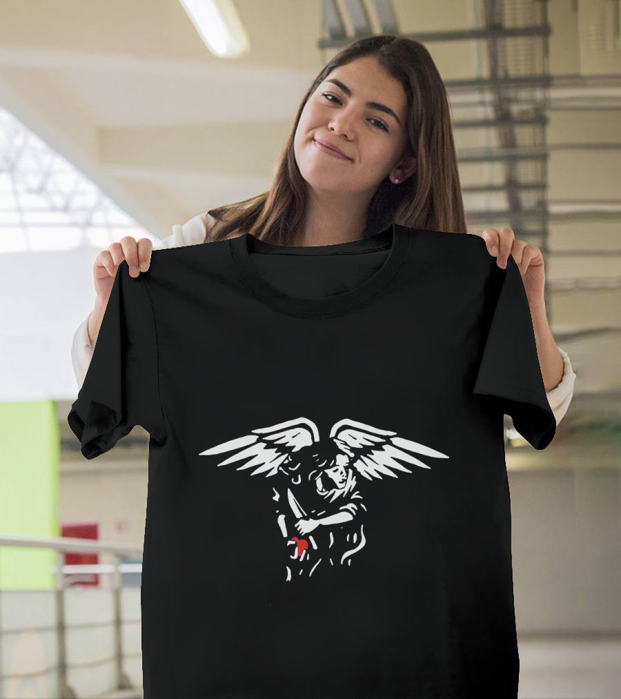 AMERICAN NIGHTMARE Angel With Knife And Red Blood Wings T-Shirt