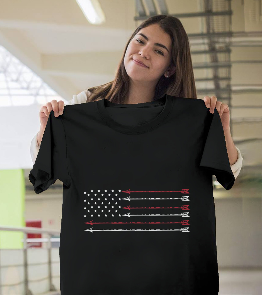 USA Flag Arrows Archery Hunting T-Shirt