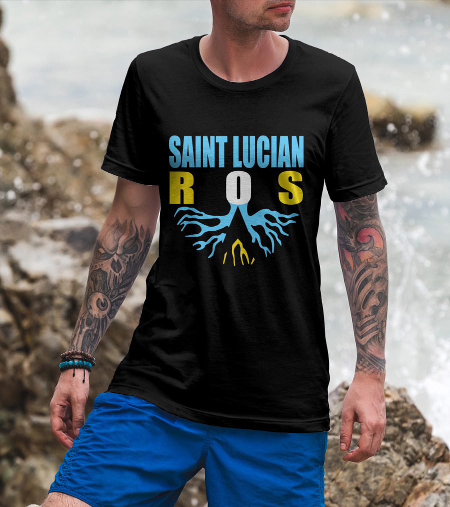 Storecastle Saint Lucian Roots With Saint Lucia Flag Colors T-Shirt