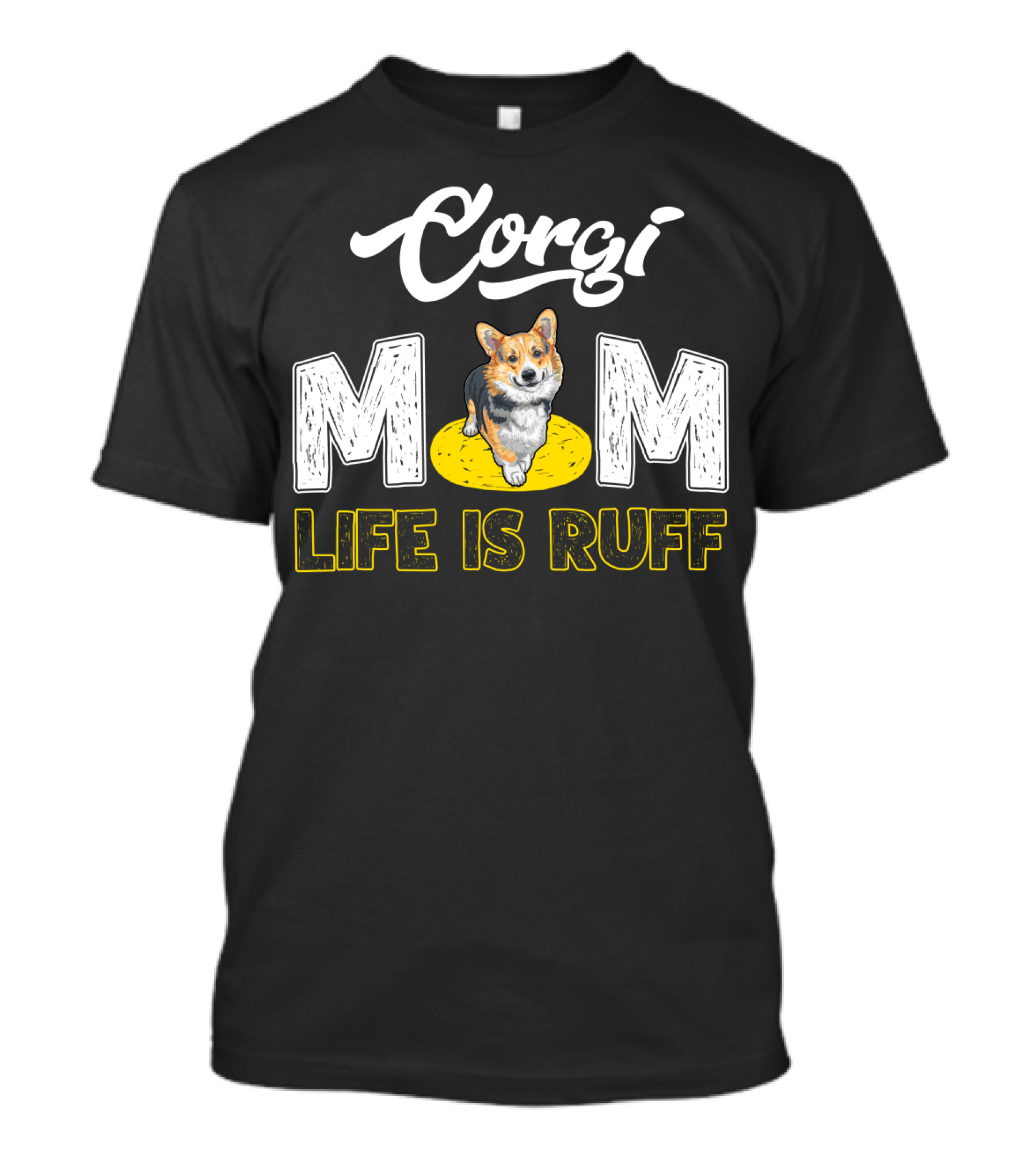 Corgi Mom Life Is Ruff Corgi On Yellow Rug T-Shirt