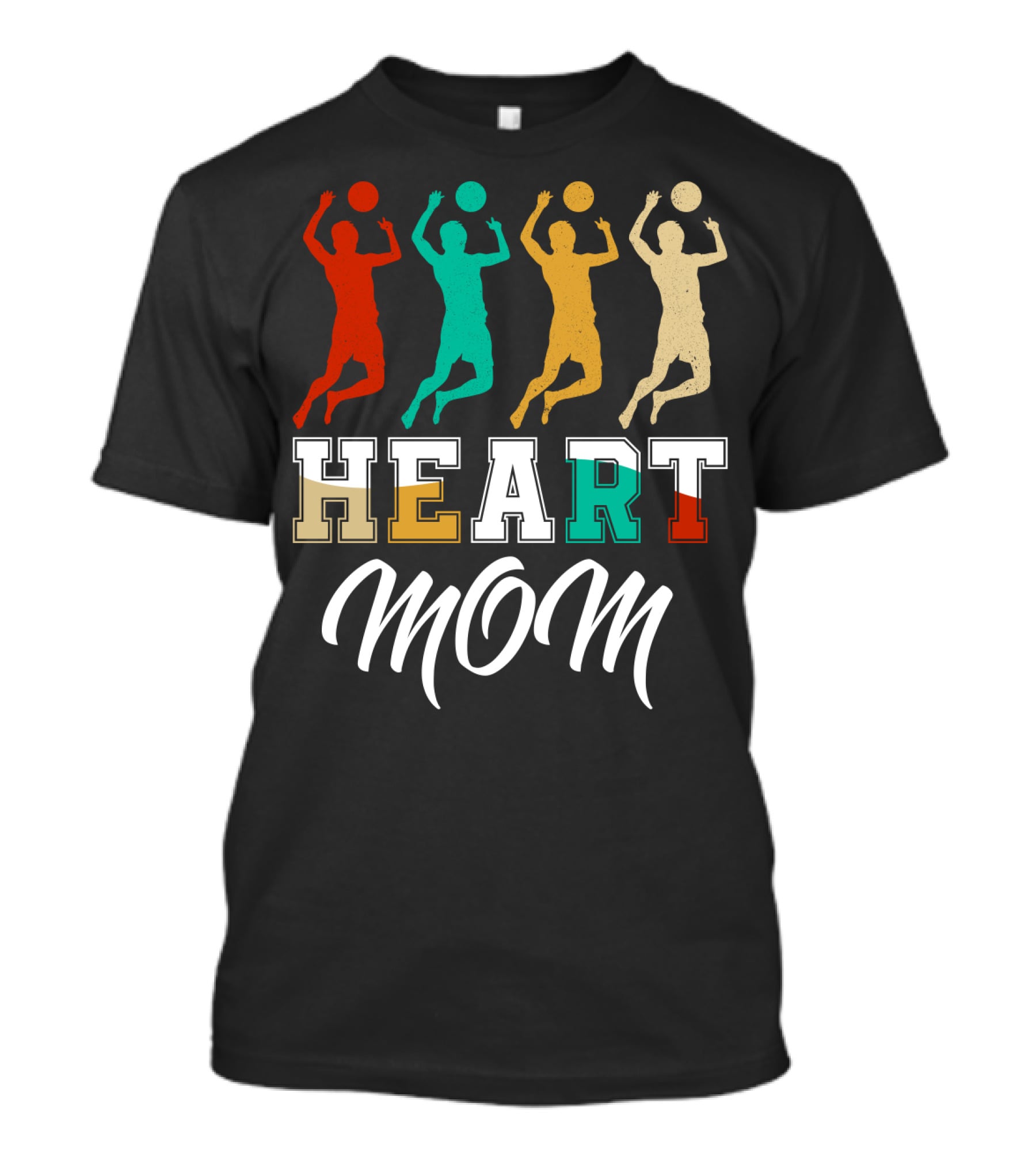 Volleyball Heart Mom Retro Silhouette Players T-Shirt