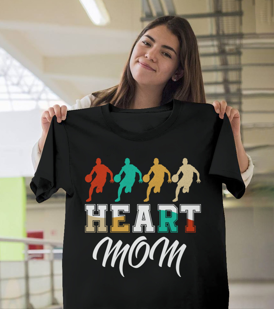 Basketball Heart Mom Quartet Players T-Shirt
