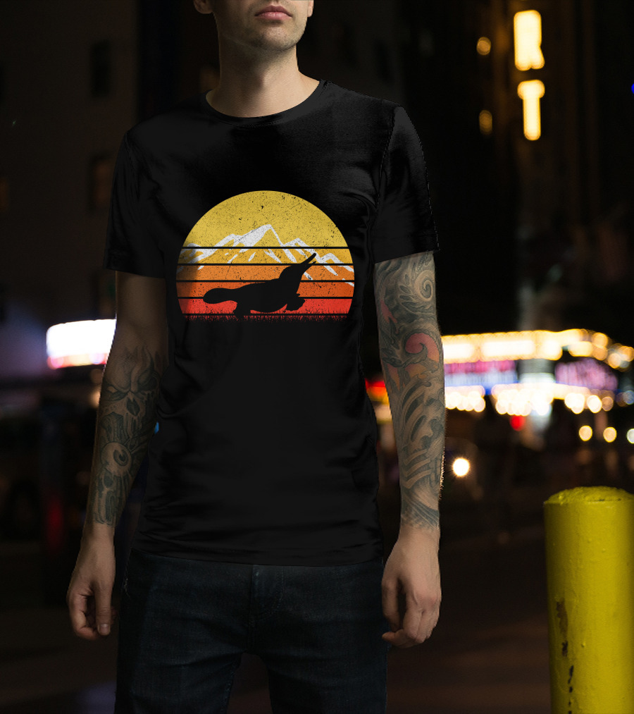 Retro Vintage Platypus Sunset T-Shirt