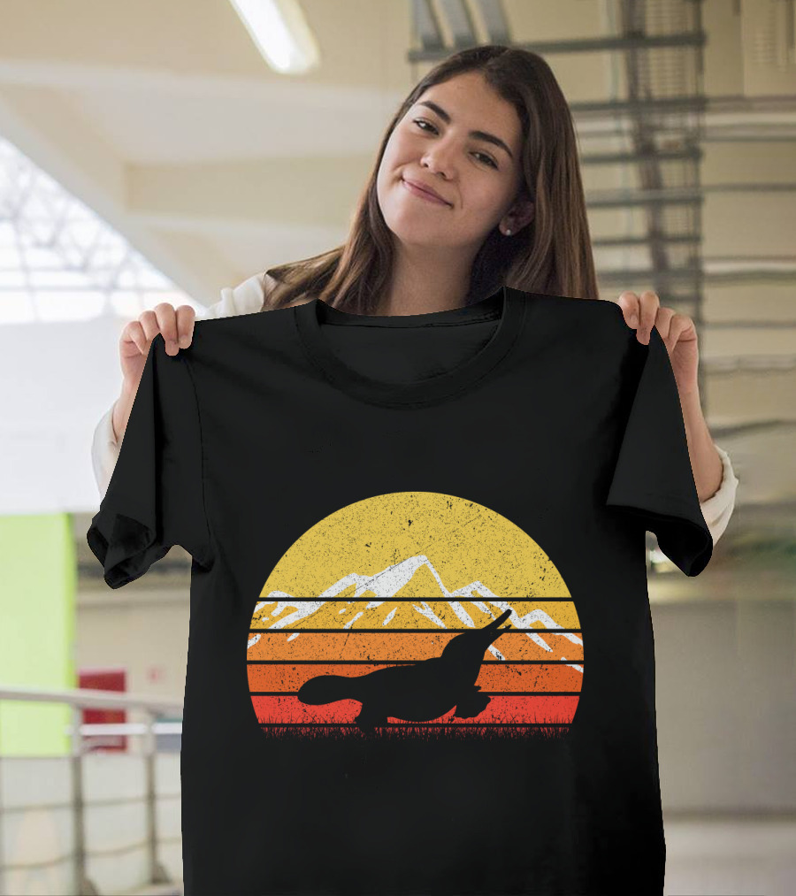 Retro Vintage Platypus Sunset T-Shirt