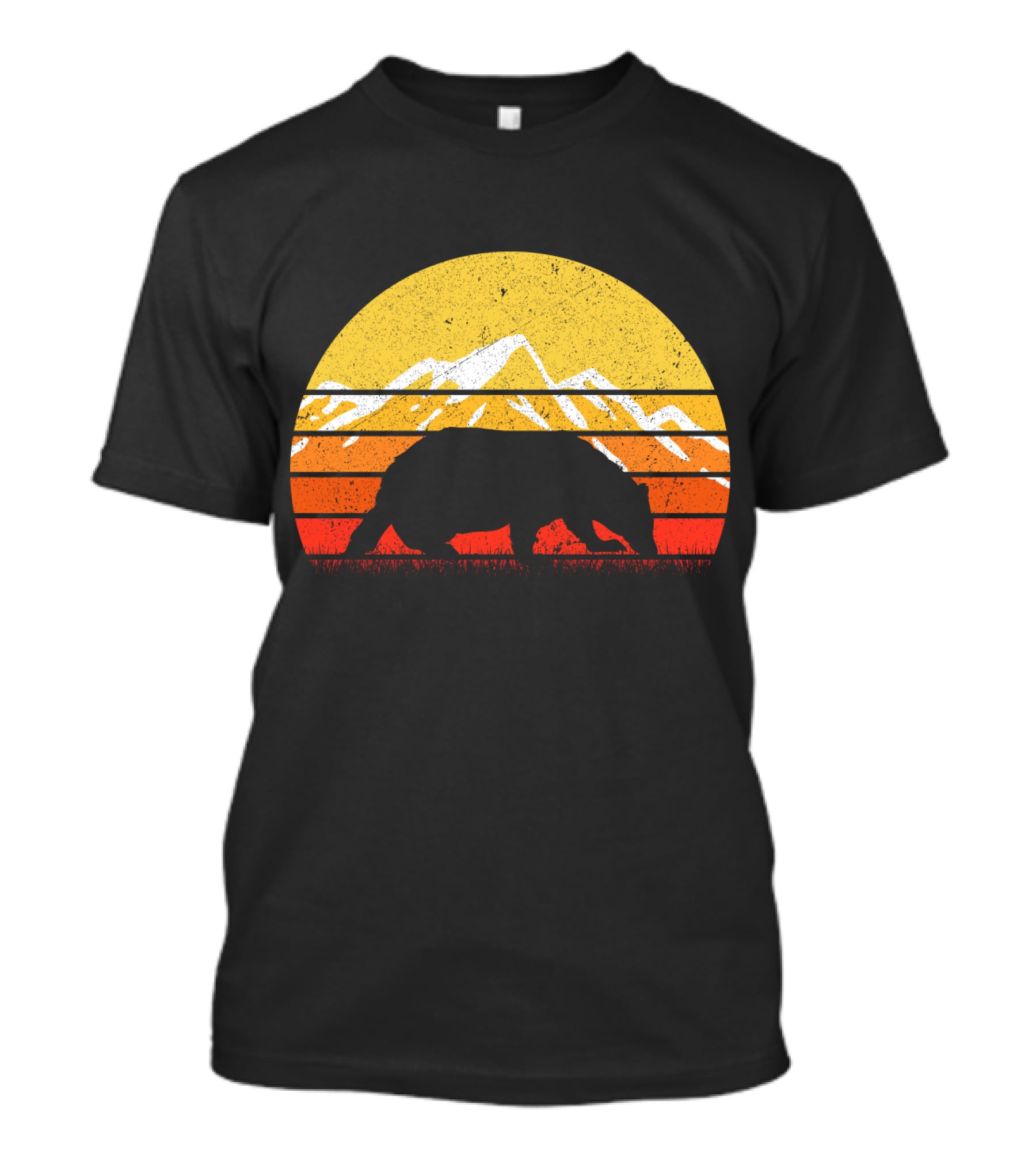 Retro Sunset Mountain Badger T-Shirt