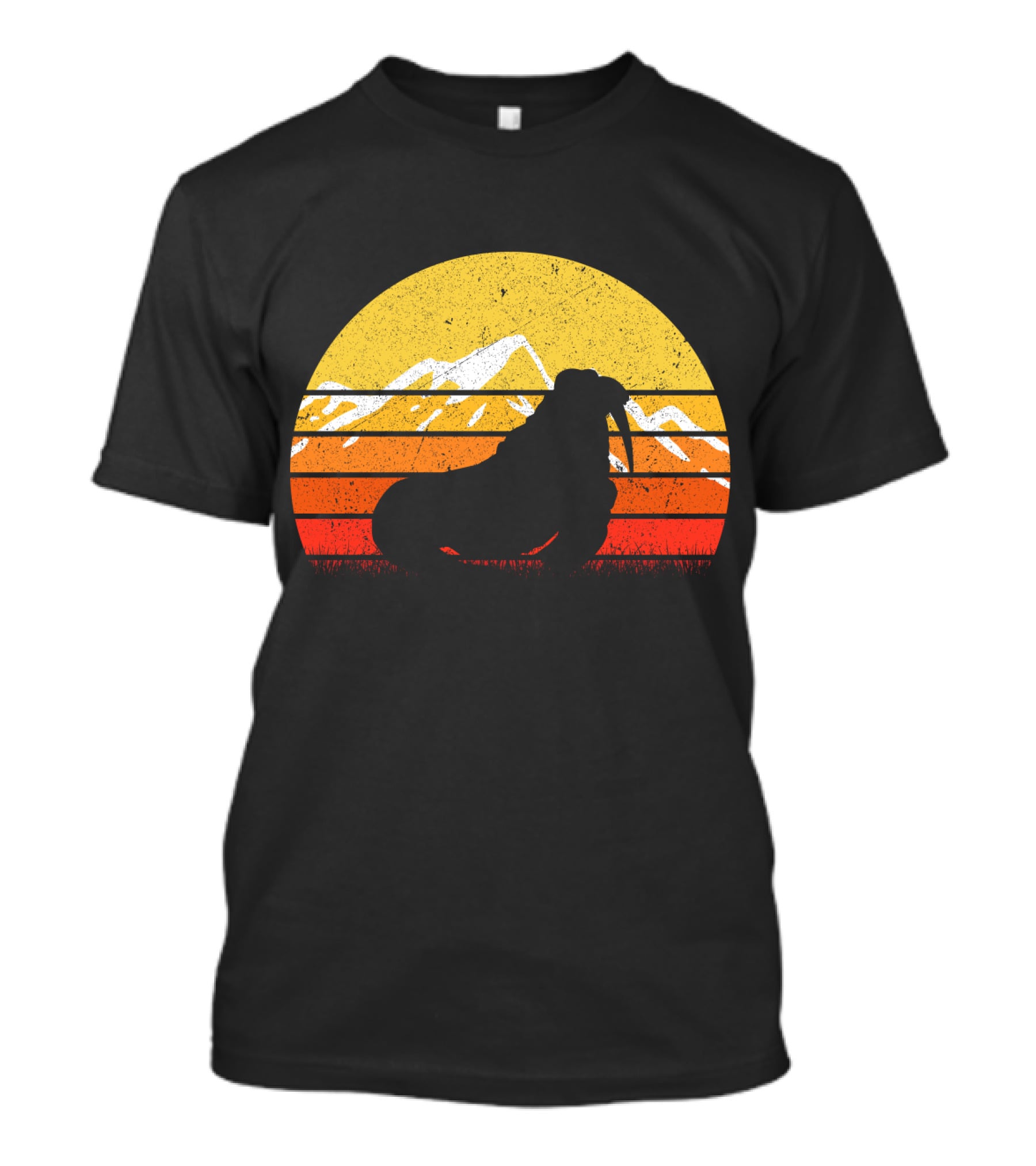 Retro Vintage Walrus Sunset Mountains T-Shirt