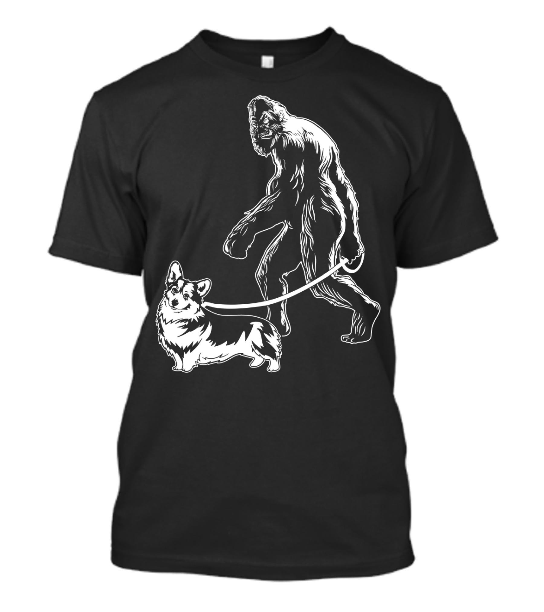 Bigfoot Walking Corgi Dog T-Shirt