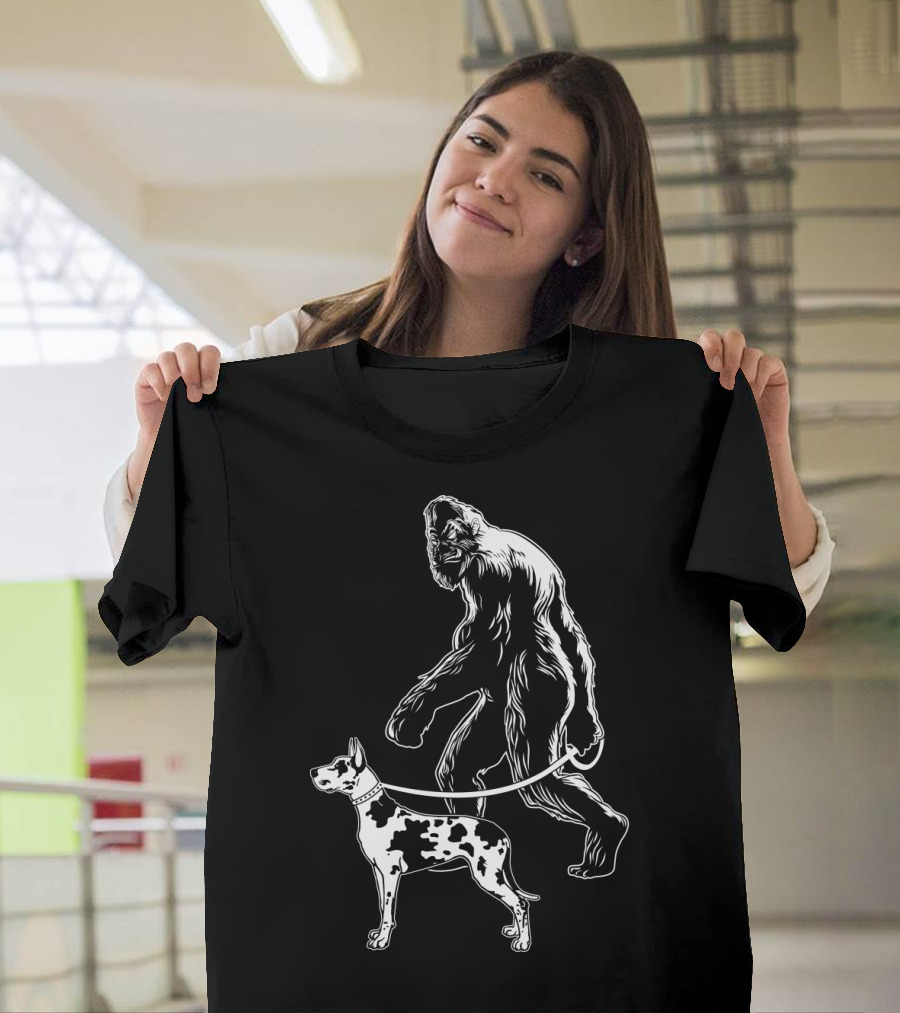 Bigfoot Walking Great Dane Dog T-Shirt